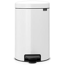 Brabantia 111969 Poubelle à Pédale Newicon avec Seau en Plastique, 12 L - Blanc