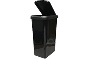 Easy Shopping 45 Litre 45L TOUCH & LIFT Kitchen Bin Rectangle Kitchen Office Bin 45L Capacity Touch Release Mechanism Durable Plastic Swing Waste Rubbish Recycle Rectangle Bin (Black)