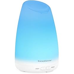 InnoGear 150mL Difusor de Aceites Essentielles Difusor Ultrasónico Portátil de Aromaterapia Difusor de Aroma Humidificador con 7 Luces LED de Color Modo de Niebla Ajustable y Parada Automática sin Agua