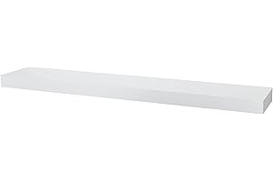 PHOENANCEE 91.5X17X4.5cm, Rustic Thick Wood Shelves, Wooden Hollow Floating Shelves Wall Mounted for Living Room, Kitchen, Bathroom, Decorative Home, Set of 1, Rustic White