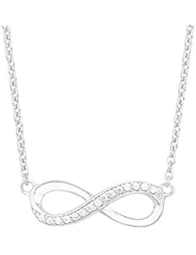 s.Oliver Damen-Kette 42+3 cm verstellbar mit Anhänger Infinity Unendlichkeitszeichen 925 Silber rhodiniert Zirkonia...