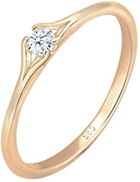 Diamore Damen-Soltär Verlobungsring mit Rund Diamant - Ringgröße 56 (17.8) 0606962717_56