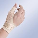 Férula inmovilizadora fabricada en termoplástico para inmovilizar las articulaciones metacarpofalángicas del pulgar tras traumatismo o cirugía.