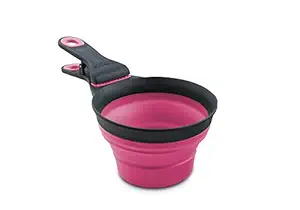 Dexas Popware for Pets Collapsible KlipScoop, 1 Cup Capacity, Gray/Pink