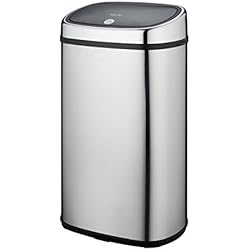 Kitchen Move CITY Push One-Touch Semi-Automatique Poubelle de Cuisine Forme Carré Chrome 60L, Acier Inoxydable, Inox, 39,5 x 28 x 67 cm
