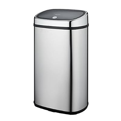 Kitchen Move CITY Push One-Touch Semi-Automatique Poubelle de Cuisine Forme Carré Chrome 60L, Acier Inoxydable, Inox, 39,5 x 28 x 67 cm