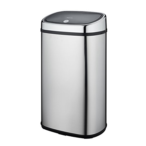 Kitchen Move CITY Push One-Touch Semi-Automatique Poubelle de Cuisine Forme Carré Chrome 60L, Acier Inoxydable, Inox, 39,5 x 28 x 67 cm