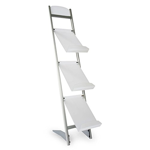 Preisvergleich Produktbild Prospektständer Rapid mit 3 Ebenen / hochwertiges Aluminium + bruchsichere Auslagefächer / für DIN A4 Formate