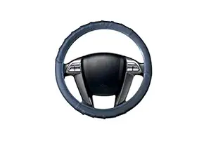 Autofetch Car Grippy Leatherette Car Steering Cover (Grey) for Ford Figo (2010-2014)