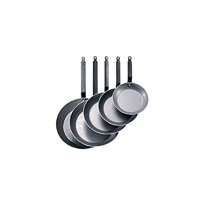 De Buyer - 5110.40 - 'Carbone Plus' Poêle Ronde Coupe Lyonnaise - Queue Feuillard Rivetée - Tôle d'Acier Blanche - Diamètre 40 cm