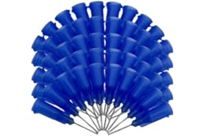 COLLE21 canule de précision embout métal pour flacon de colle Super Glue/lot de 50.Pointe émoussée - calibre 22GA,en acier inoxydable et plastique .Bleu