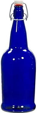 EZ Cap Bottles - 32 oz Cobalt Blue Swing Top (Qty 12)