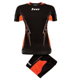 Zeus - Equipement volley maillot + short Femme TUONO - Couleur : Noir Orange Fluo - Taille : M
