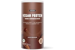 ‎VETAIN Vetain Vegan Protein Schokolade - 20g Protein pro Portion - Bio Veganes Proteinpulver - 5 pflanzliche Proteinquellen - Ohne Süßungsmittel & Zuckerzusätze - 600g