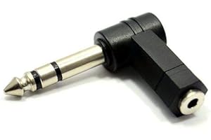 CABLEPELADO Audio-Adapter 3,5 mm Buchse auf 6,35 Zoll (6,35 Zoll), gewinkelt, 1/8 Zoll auf 1/4 Zoll Audioadapter, gerader Winkel 90 °, Stereo, geeignet für Kopfhörer, Klaviertastatur, Gitarre und