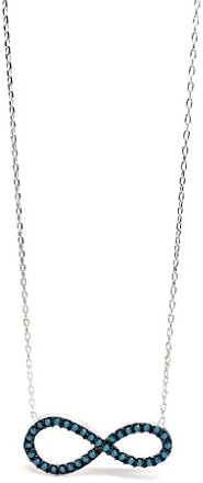 925 Sterling Silver Infinity Pendant with Blue Stones Necklace. Turkish Style, Birthday Gifts for Women, Jewellery for Women. Gift Box Included (Silver)