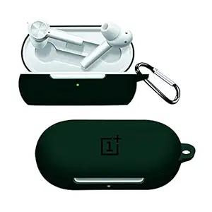 Printme Silicone Protective Case Cover for OnePlus Earbuds Z TWS, Anti Fall Anti Dust, with Hook Earphone Case *Case Cover only* (Green)