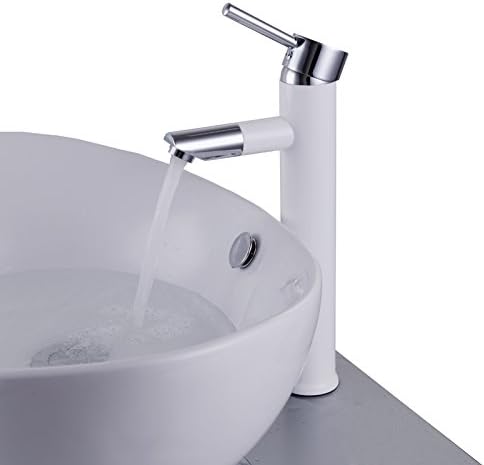 QUSLT Vogue White Lacquer 360 Degrees Rotated Basin Table Top And High Cold And Hot Mixed Faucet