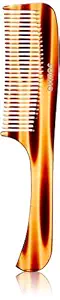 Amazon Brand - Solimo Handmade Turtle Shell Brown Wide-Handle Fine-Tooth Comb, 22 cm x 5 cm