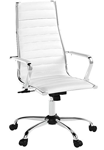 AMSTYLE Bürostuhl GENF 1 Bezug Kunstleder Weiß Design Schreibtischstuhl XXL 110kg Chefsessel höhenverstellbar Drehstuhl ergonomisch mit Armlehnen Rücken-Lehne Wippfunktion verstellbar Schalensitz hoch - 25