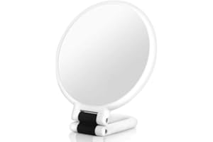 ALANTOP Miroir de poche avec grossissement 40x, double face, grossissement 40x, grossissement 1x, pratique pour les voyages, portable, pliable, pour le maquillage, beauté de précision (Blanc)
