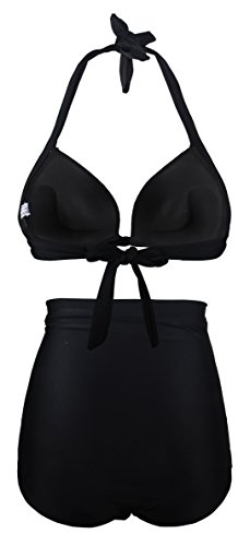 Angerella Vintage Bademode mit Faltenwurf hohe Taille Bikini Set - 3