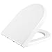 Produktbild HOMFA WC Sitz mit Absenkautomatik Toilettendeckel Duroplast Quick-Release Abnehmbar Easyclean Edelstahl Scharniere Antibakteriell Weiß Toilettensitz (D-form)