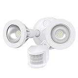 【2 Cabezal de Luz Altamente Ajustable】- Los 2 cabezales son giratorios para obtener un ángulo de iluminación ideal, iluminando 2 áreas simultáneamente. Ángulo de haz de 45 ° para cada cabeza, ajuste la cabeza para áreas de iluminación amplias y efectos de iluminación ideales sin molestar a sus vecinos.