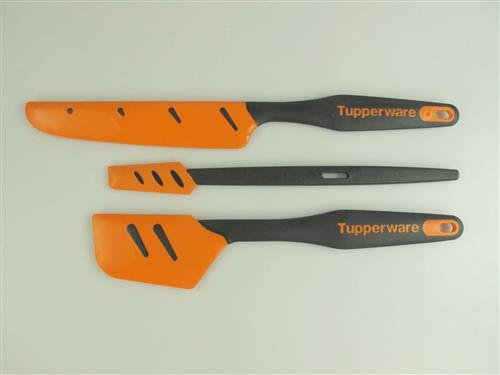 TUPPERWARE 3-teiliges Set Top-Palette Schaber Topfschaber Silikon orange - 2