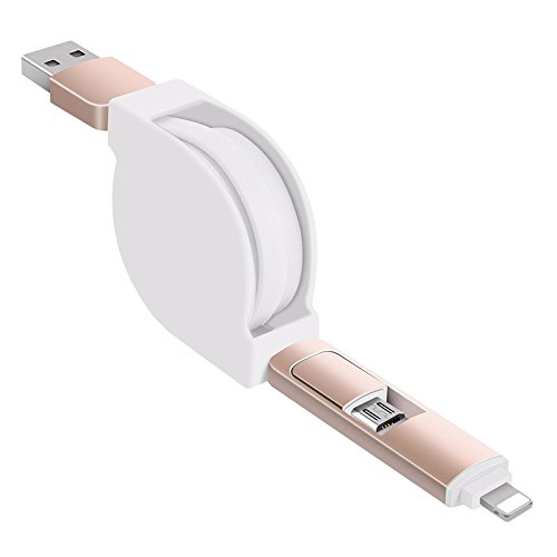 CJbrother 2 in 1 Micro USB und 8 Pin Anschluss! Ausziehbares Roll up Ladekabel Daten Kabel Gummi für iPhone, iPad, iPod / Samsung, HTC, LG, Sony etc. - 4