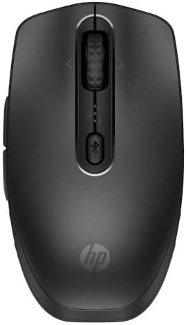 HP 690 Mouse Wireless Ricaricabile, Connessione Bluetooth, Durata Batteria fino a 4 Mesi, Sensore Multisuperficie fino a 4000 dpi, 6 Pulsanti Programmabili, Led di Canale, Nero