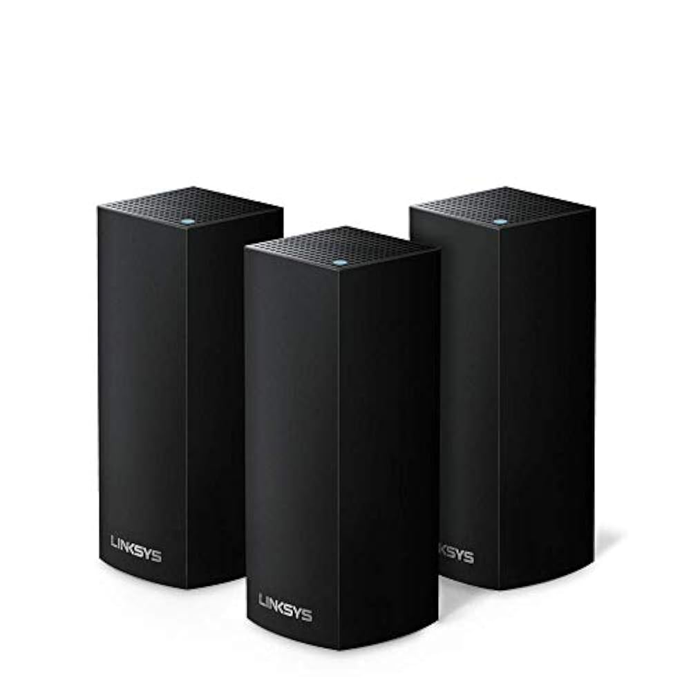 Linksys WHW0303-EU Velop grenzenloses Tri-Band Mesh-WLAN-System (WLAN-Router/WLAN-Extender für das grenzenlose Mesh-Netzwerk, AC6600, 3er-Pack, bis zu 525 m² Funkabdeckung) schwarz