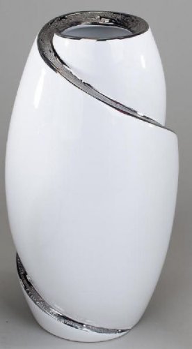 Moderne Deko Vase Blumenvase aus Keramik Edelweiss Höhe 28 cm