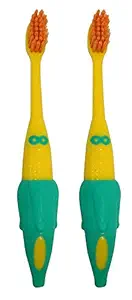 Morges Set of 2 Attractive Cartoon Toothbrush for Kid Boy and Girls 20 Gram Pack of 1 (Purple)