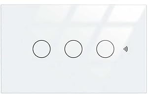 A2ZWORLD Interruttore Touch da Parete Matter WiFi 2.4G, Per Scatola 503, 3 Tasti, Rettangolare 120X72X38mm, APP TUYA Smart Life, Vetro Temperato Bianco