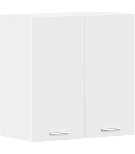 Mobile Pensile Con Vetro VidaXL 60x31x60 Cm - Legno Multistrato, 2 Ripiani, Bianco - Foto 5