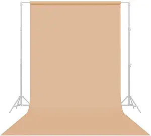 Boltove 8x14 Ft. Beige-Skin Screen Backdrop Background Curtain Rod Pocket for Photography, Photoshoot, Product Photography,, Live Streaming, Zoom Meetings, VFX Editing, YouTube Video, FB Short Video, Instagram Reels