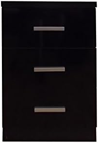 Direct Furniture Torino 3-Drawer Bedside Unit, MDF/Chipboard, Black Gloss/Oak