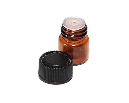1 ml/2 ml/3 ml mini flaconcino di vetro ambrato con orifizio riduttore e tappo per oli essenziali - Confezione da 12, Vetro, 2ML