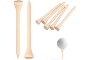 PTJJXA 100 Pezzi Tee da Golf in Legno, Tee da Golf Bianco, 70 mm Golf Tee Pollice Lungo, Tee Golf Eco-Compatibile