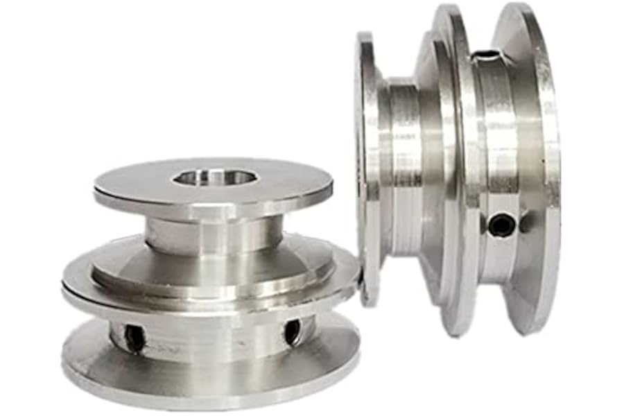 Aluminum Alloy 40/50MM Double Groove Pulley 8-20MM Fixed Bore V-Shape Pulley Wheel (8MM Hole Dia)