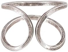 BOE Silver Open Rounded Curved Ring for Lady Drop Oxidised Silver Ring – Adjustable One Size Fits All – R86OXS Sml