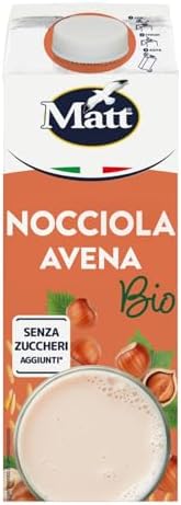 Matt, Nocciola Avena Bio, Bevanda Vegetale, Latte Avena e Nocciola Senza Lattosio, Senza Zuccheri Aggiunti, a Basso Contenuto di Sale, Ideale per Tutta la Famiglia, 1L