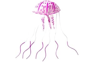 Ogquaton Silicone Simulation Méduse Aquarium Décor Artificielle Méduse Cachant Ornement pour Fish Tank Décoration 1 PCS Rose