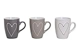 tasse grau sterne Modernes Keramiktassen 3er Set mit Henkel - 250ml Füllvolumen.