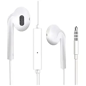 Headphones 3.5mm Universal Earphone Support for All Smartphone in Ear Compatible with Oppo, Vivo, Samsung and Other Smart Phones Laptop Mic 1 Meter Strong & Superior Quality Wired(White)