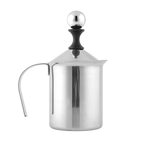 Webat 400ml Edelstahl Milchschäumer Cappuccino Kaffeeschäumer Doppelschaumpumpe - 3