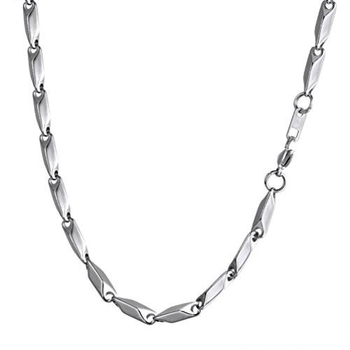 PROSTEEL Collana da Uomo Catena a Maglia Grande 45 cm Argento Acciaio Inossidabile Larghezza 5 mm