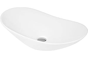 OLD LONDON Hudson Reed NBV159 Modern Bathroom Rounded Countertop Vessel Basin, White, 120mm x 450mm