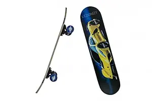 Leona Enterprise Portable Skateboard, 4 Wheels Skate Boards, Mini Cruiser Skateboard, Beginners Long Board, for Kids/Adults-Multi Color